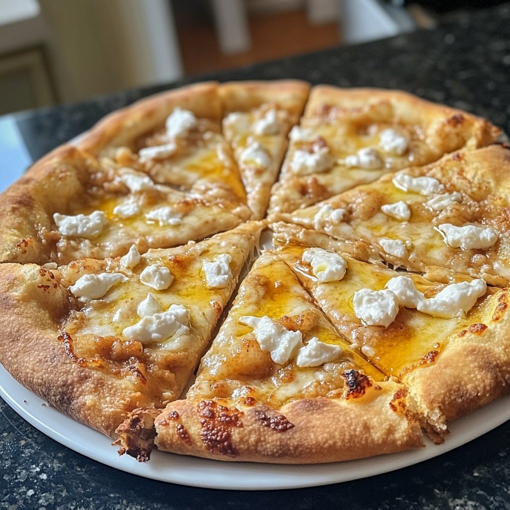 Pizza mit Ziegenkäse und Honig