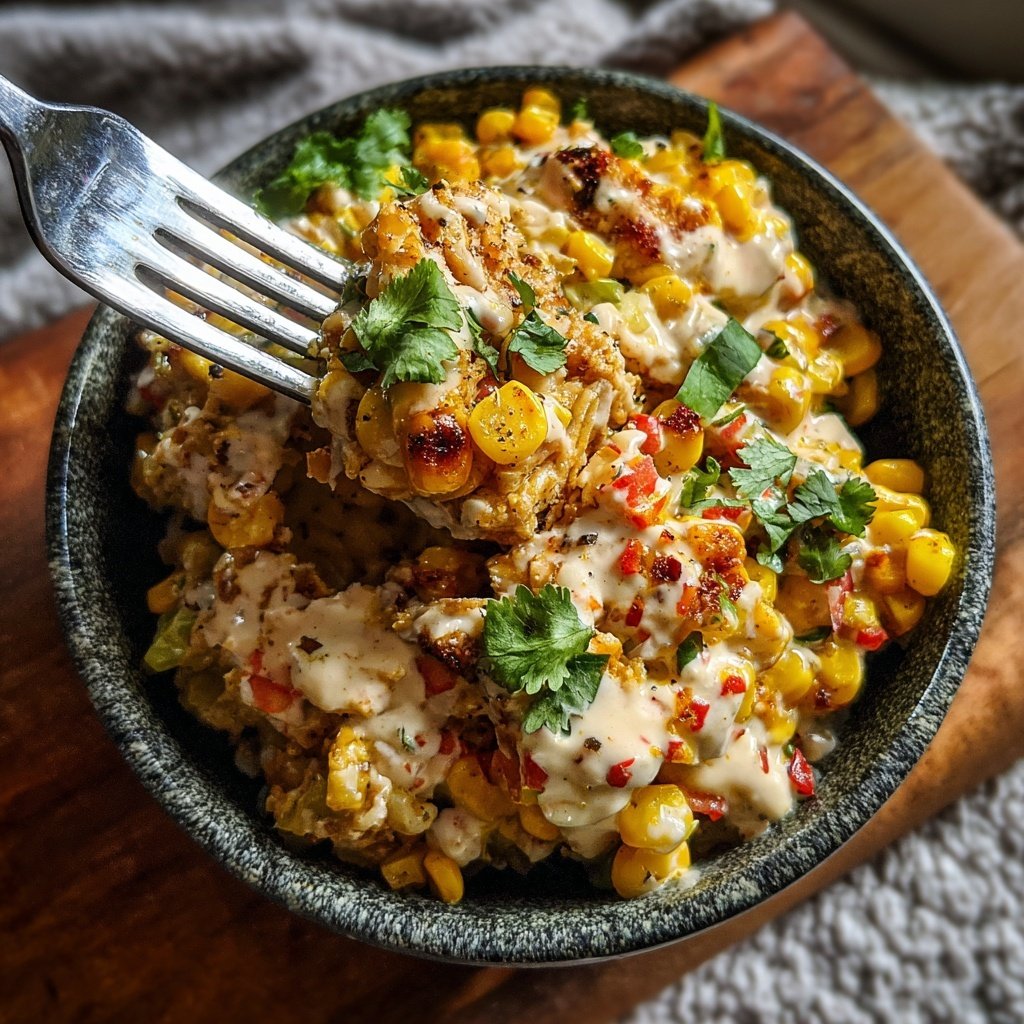 Street Corn Hähnchen Reis Bowl