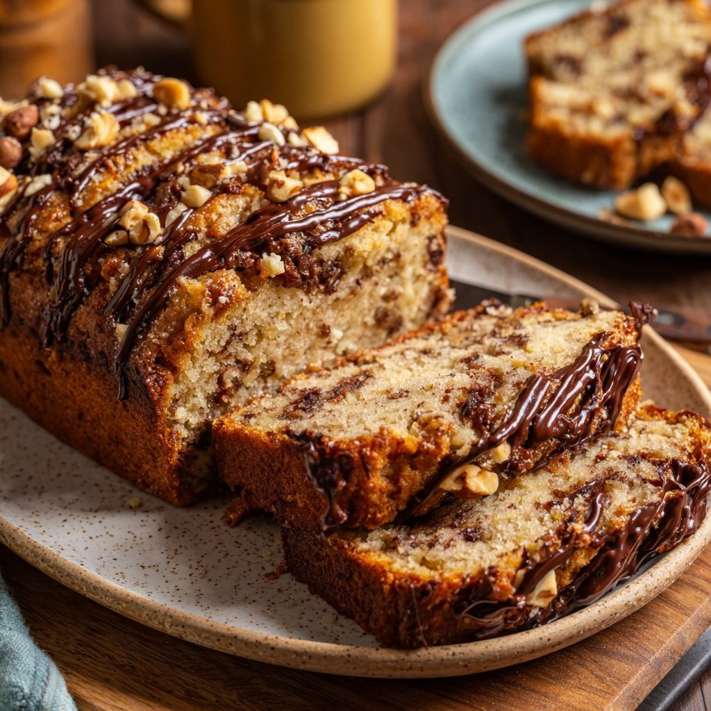 Bananenbrot mit Kakao und Haselnüssen