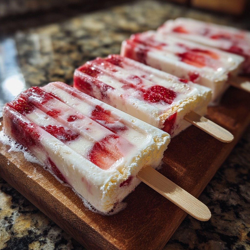 Erdbeer Joghurt Eis am Stiel