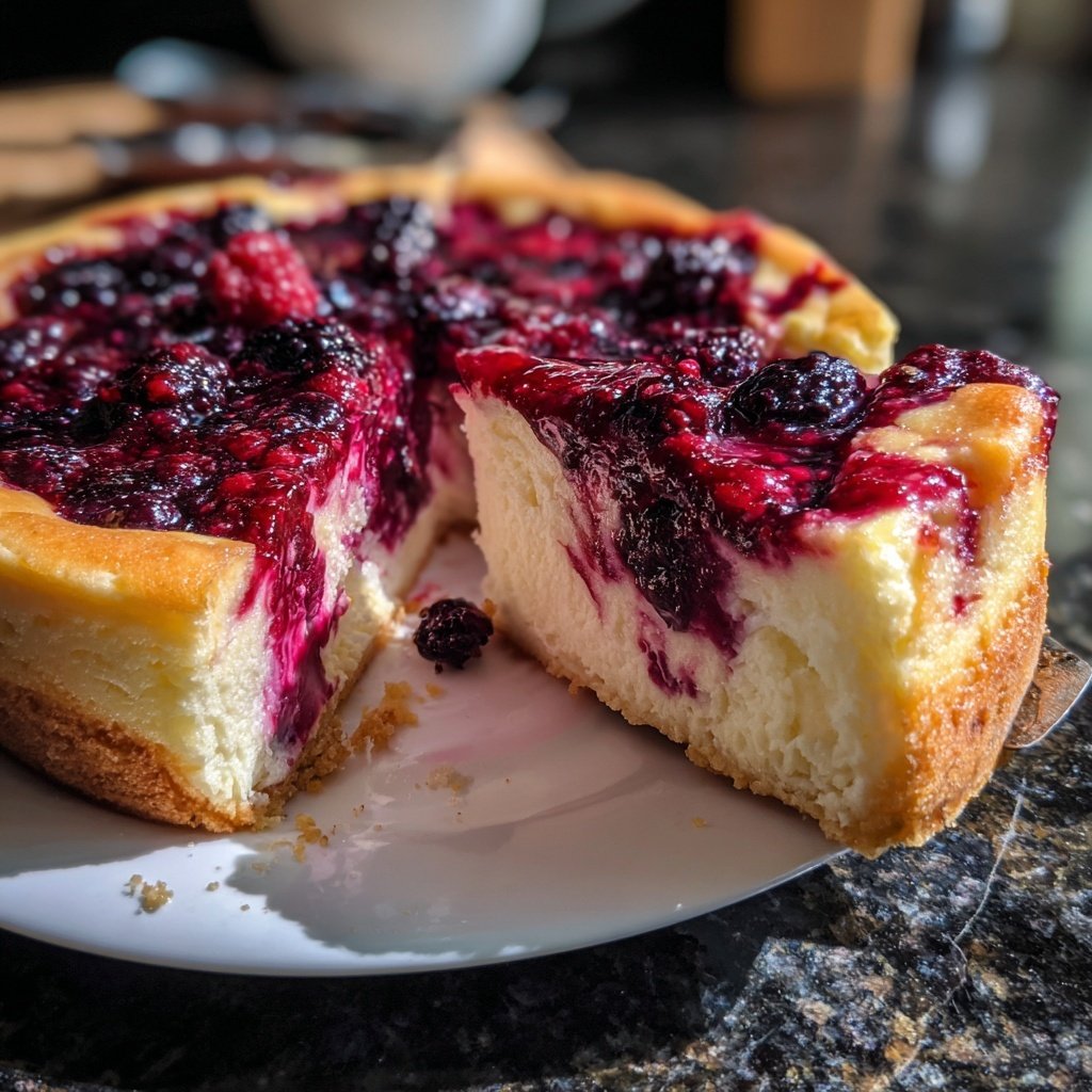 Käsekuchen mit Beeren-Swirl