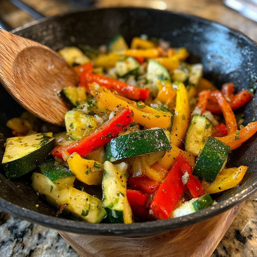 Gemüsepfanne mit Zucchini und Knoblauch