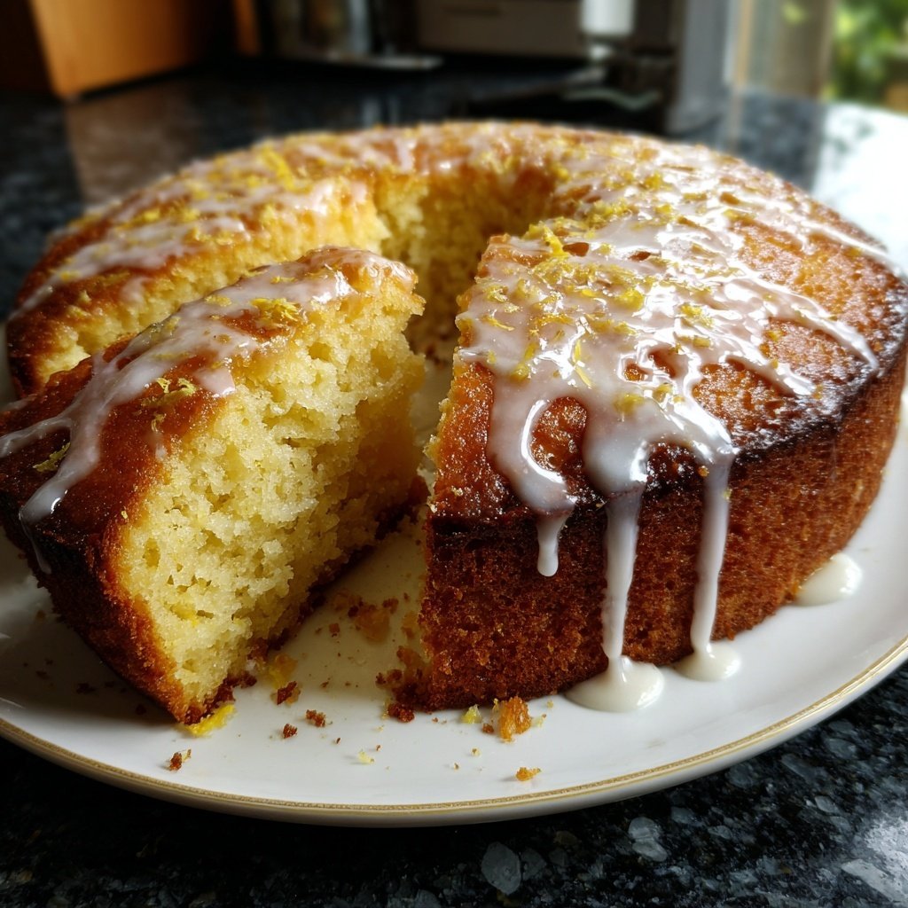 Zitronenkuchen mit Mandeln und Glasur